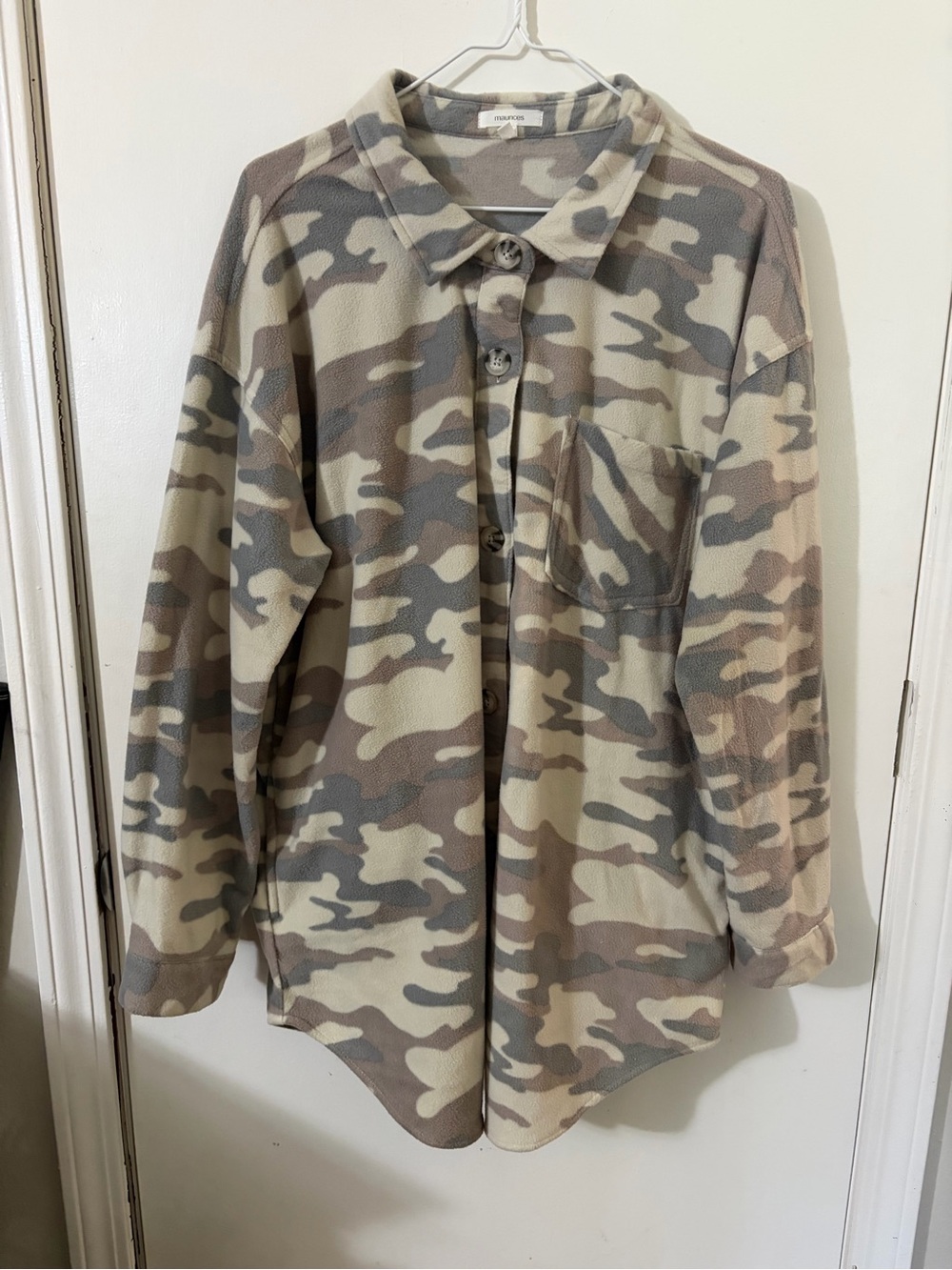 Women’s Maurices XL Cozy Camo Button-Up Jacket
